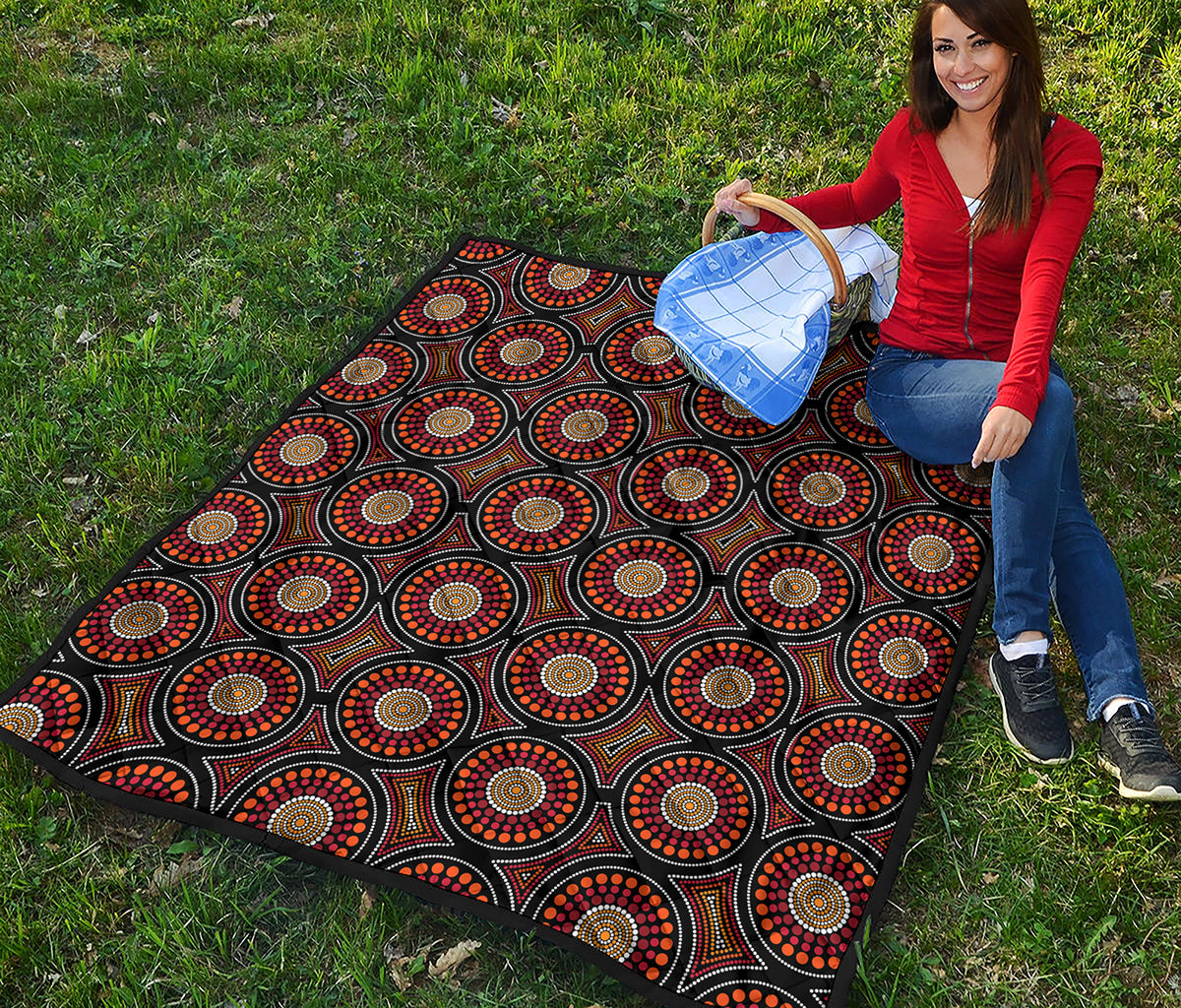Australian Aboriginal Dot Pattern Print Quilt
