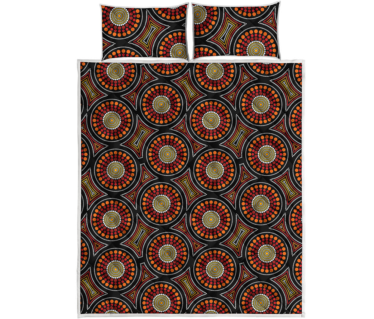 Australian Aboriginal Dot Pattern Print Quilt Bed Set