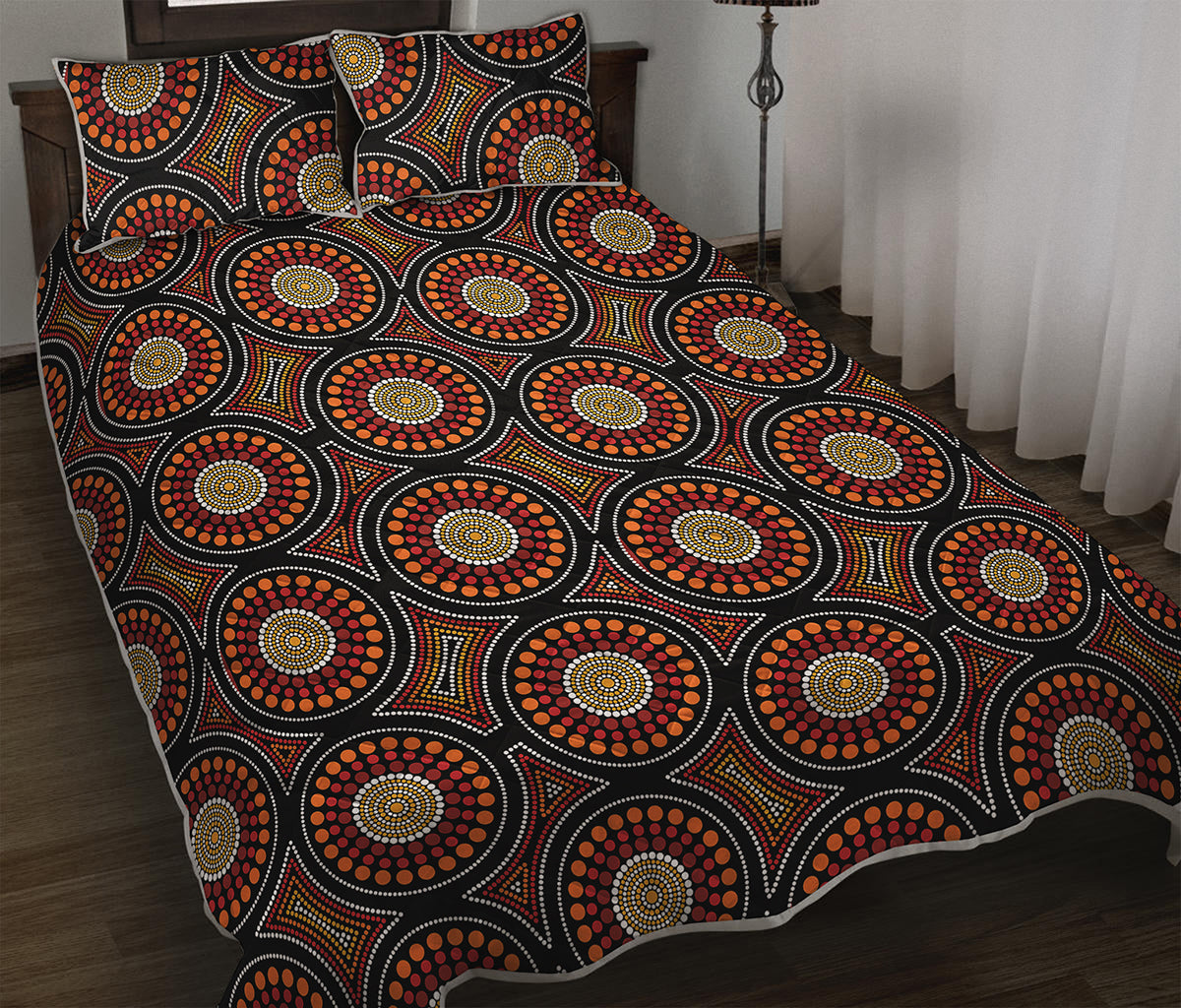 Australian Aboriginal Dot Pattern Print Quilt Bed Set