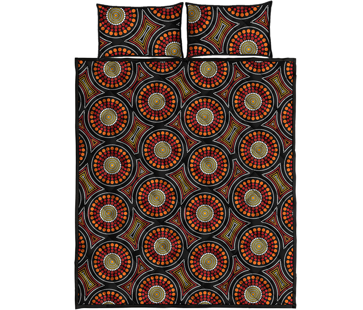 Australian Aboriginal Dot Pattern Print Quilt Bed Set