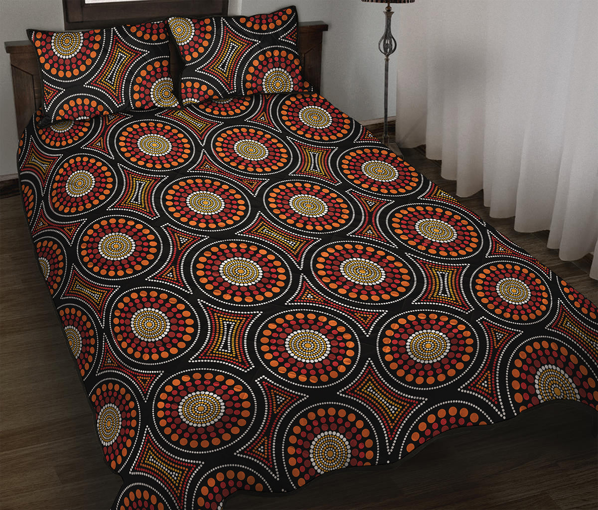 Australian Aboriginal Dot Pattern Print Quilt Bed Set