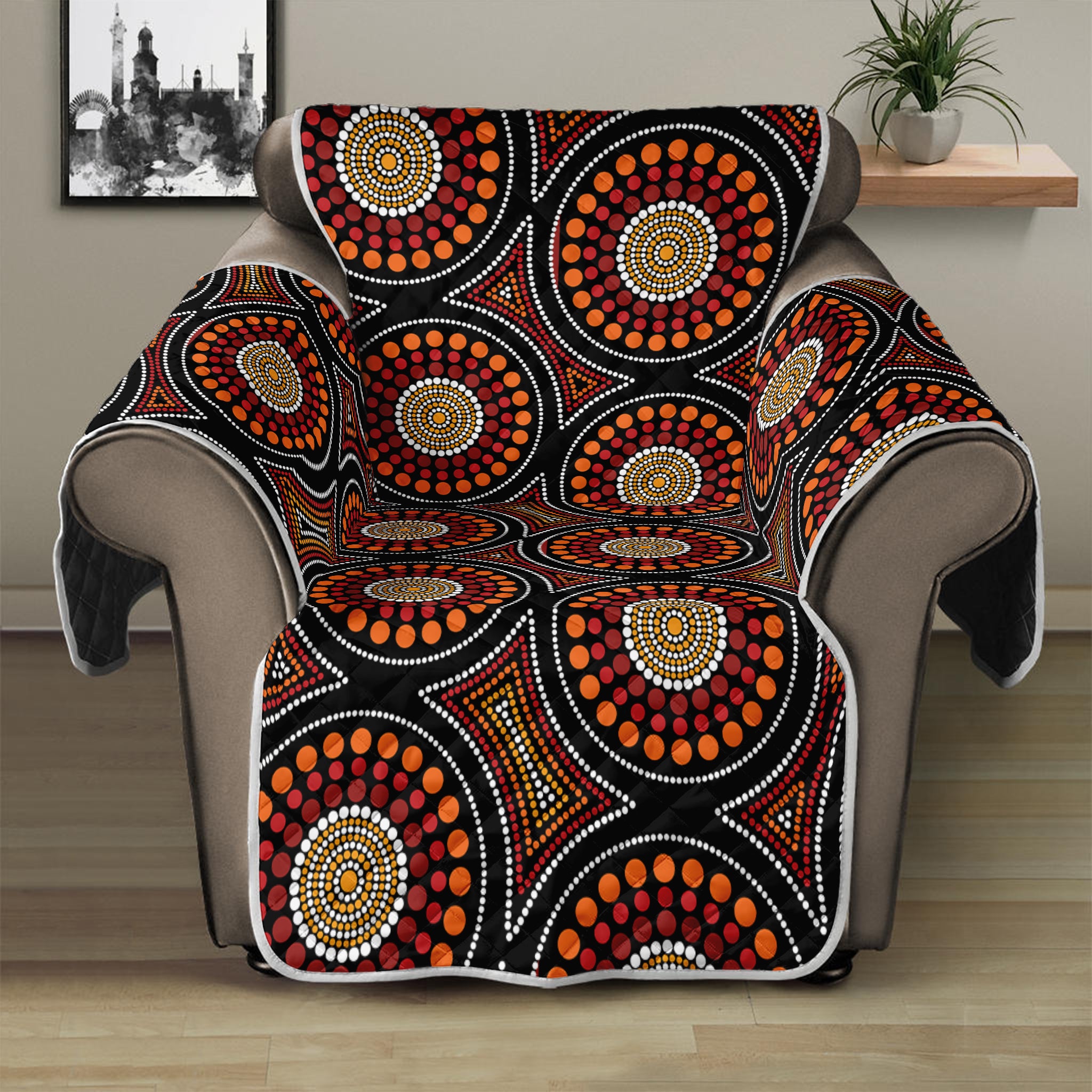 Australian Aboriginal Dot Pattern Print Recliner Protector