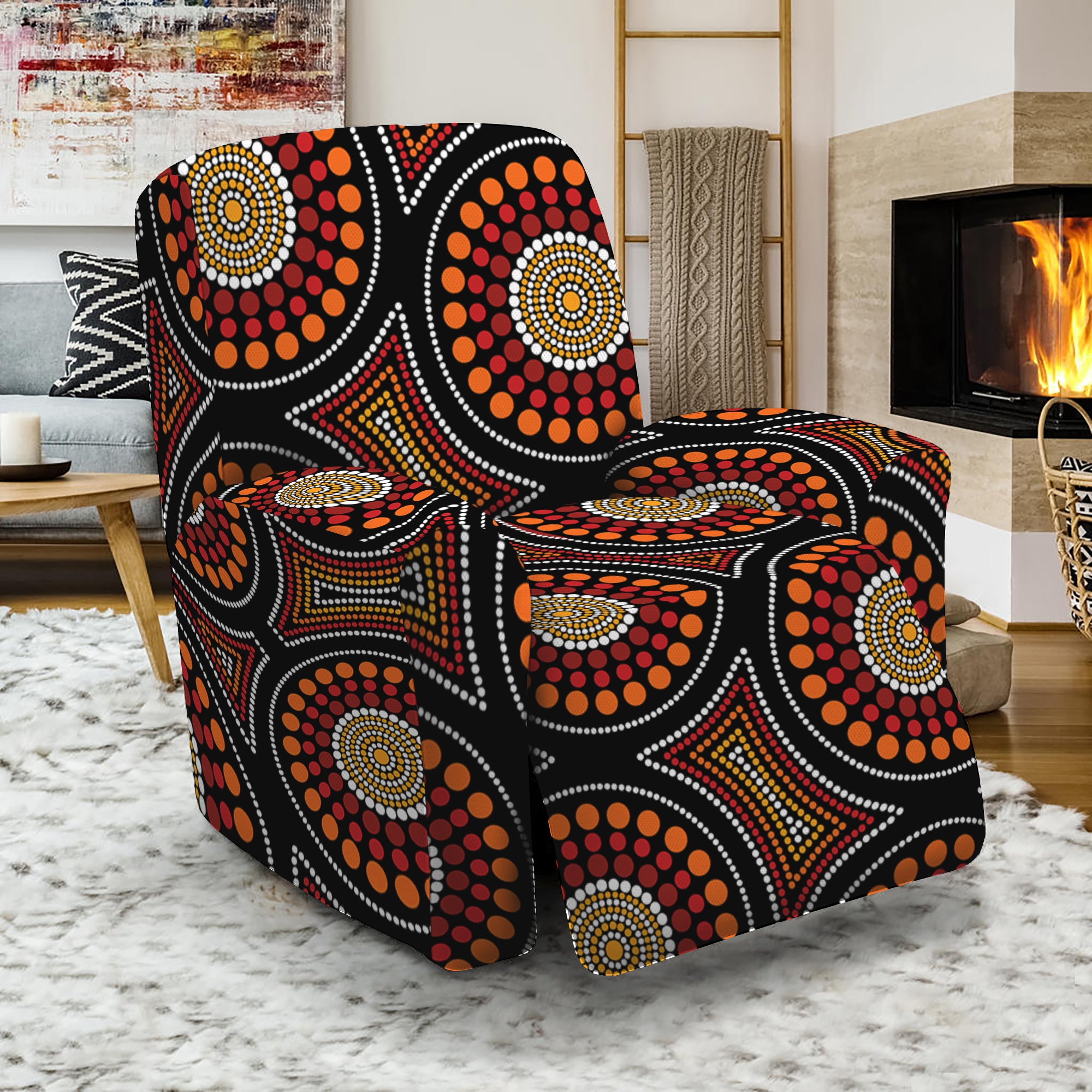 Australian Aboriginal Dot Pattern Print Recliner Slipcover