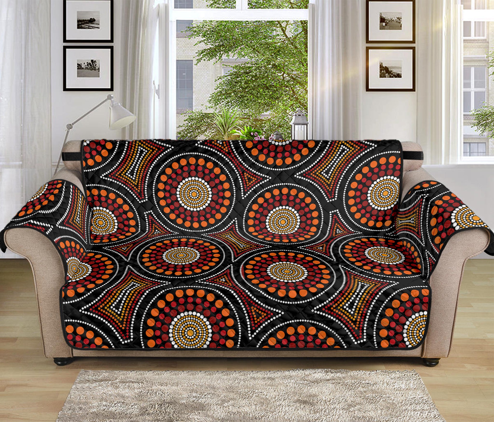 Australian Aboriginal Dot Pattern Print Sofa Protector