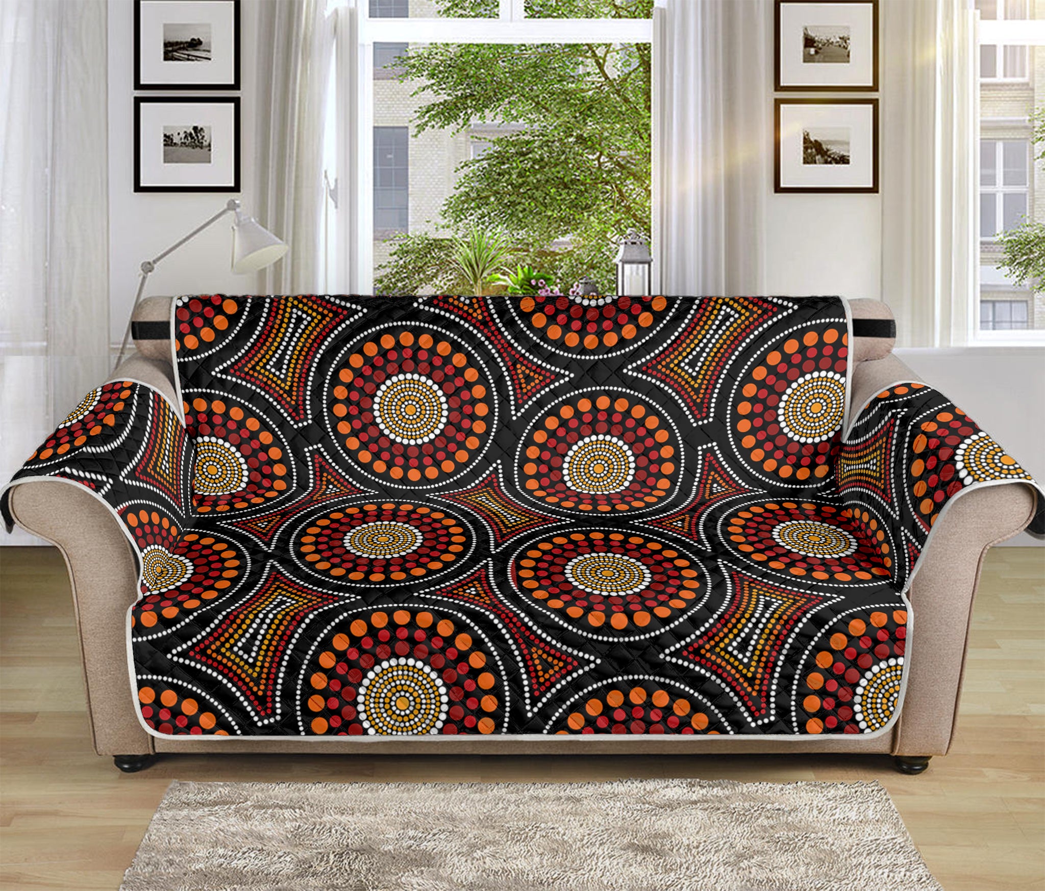 Australian Aboriginal Dot Pattern Print Sofa Protector