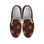 Australian Aboriginal Dot Pattern Print White Slip On Shoes