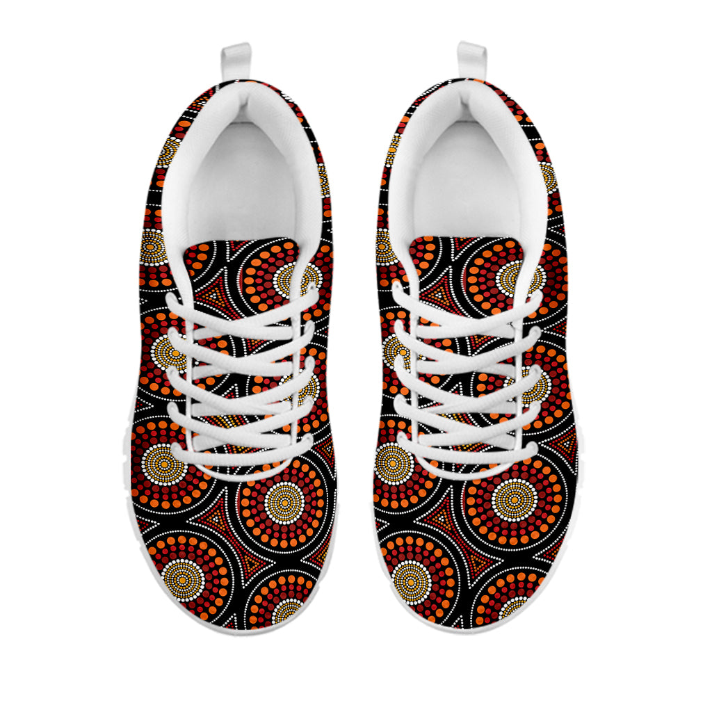 Australian Aboriginal Dot Pattern Print White Sneakers