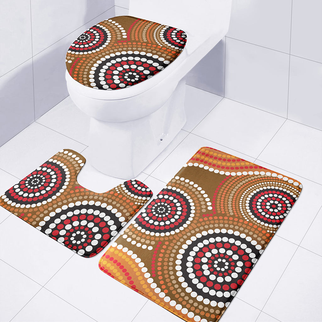 Australian Aboriginal Dot Print 3 Piece Bath Mat Set