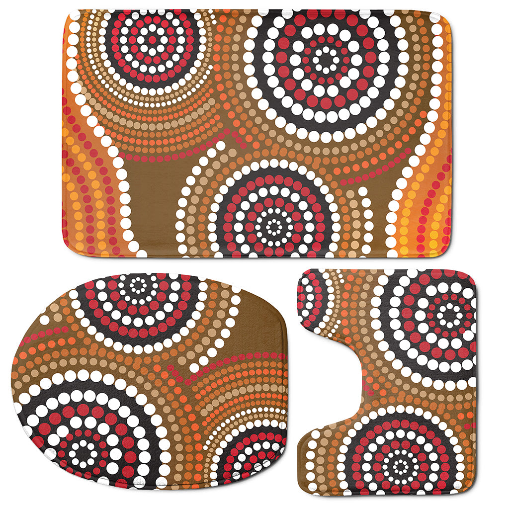 Australian Aboriginal Dot Print 3 Piece Bath Mat Set