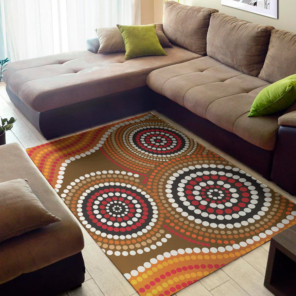 Australian Aboriginal Dot Print Area Rug