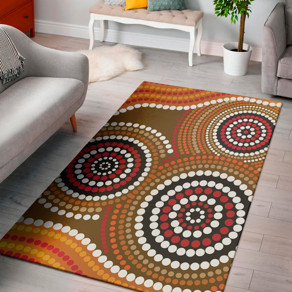 Australian Aboriginal Dot Print Area Rug