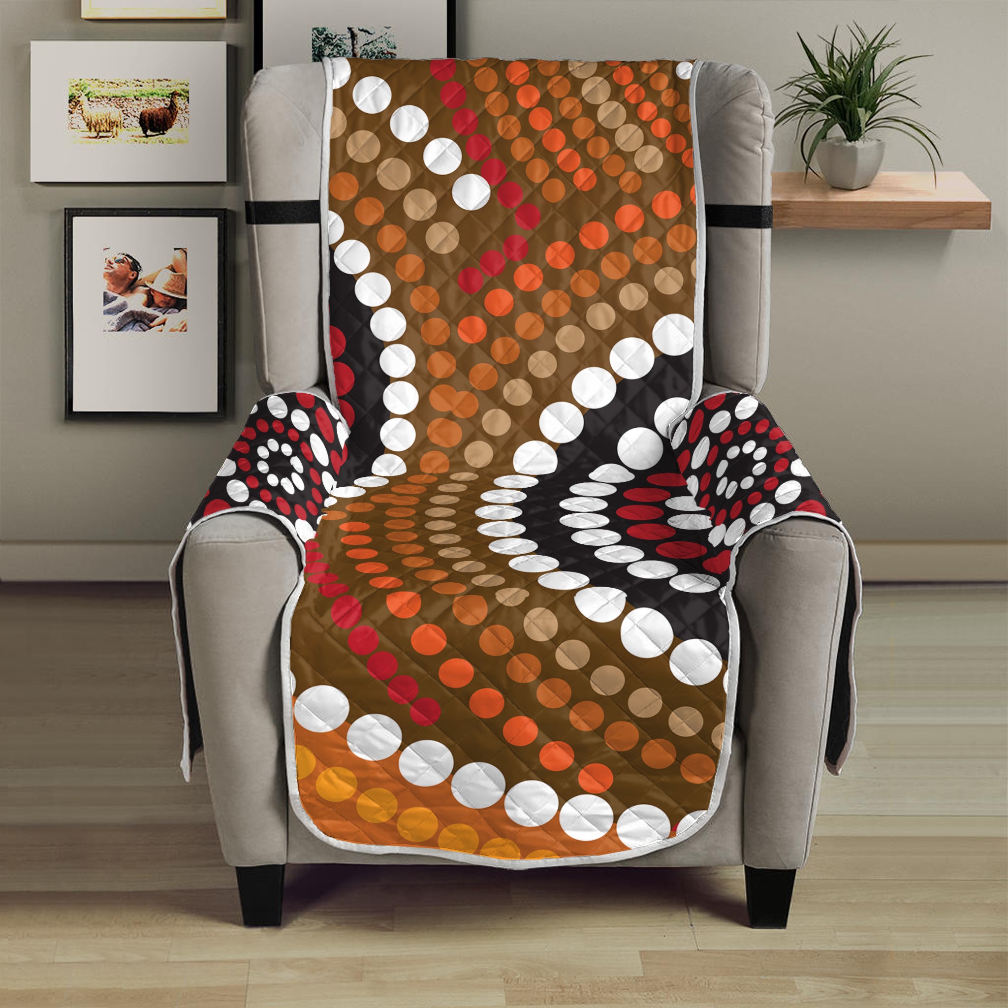 Australian Aboriginal Dot Print Armchair Protector