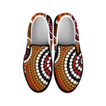 Australian Aboriginal Dot Print Black Slip On Shoes