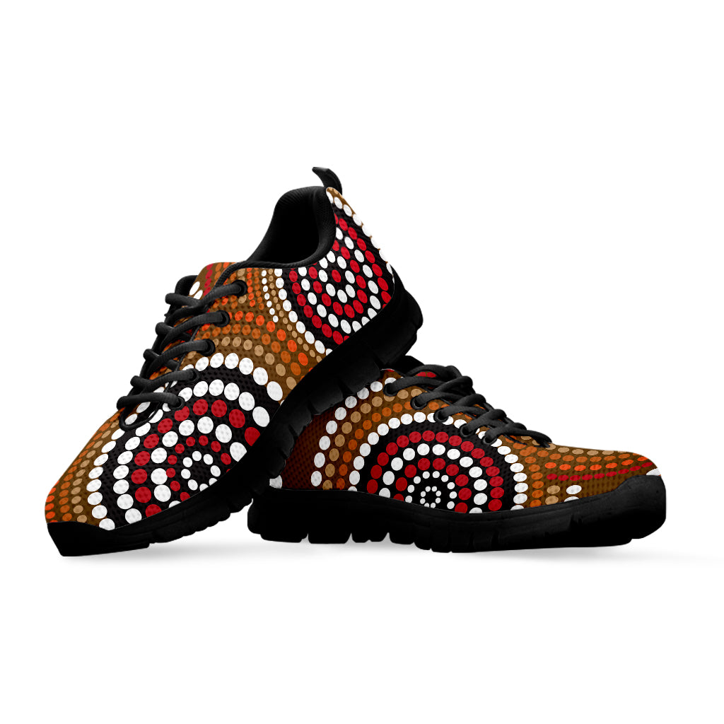 Australian Aboriginal Dot Print Black Sneakers