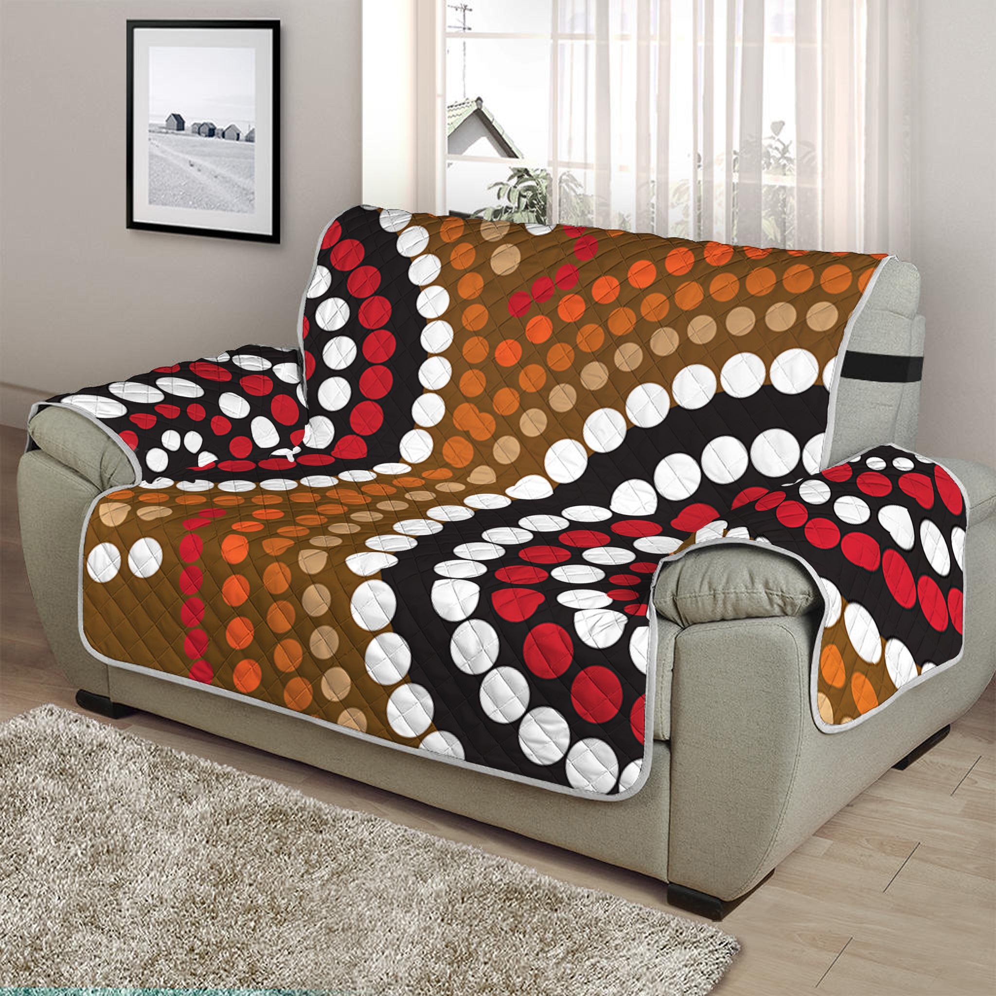 Australian Aboriginal Dot Print Half Sofa Protector