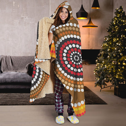 Australian Aboriginal Dot Print Hooded Blanket