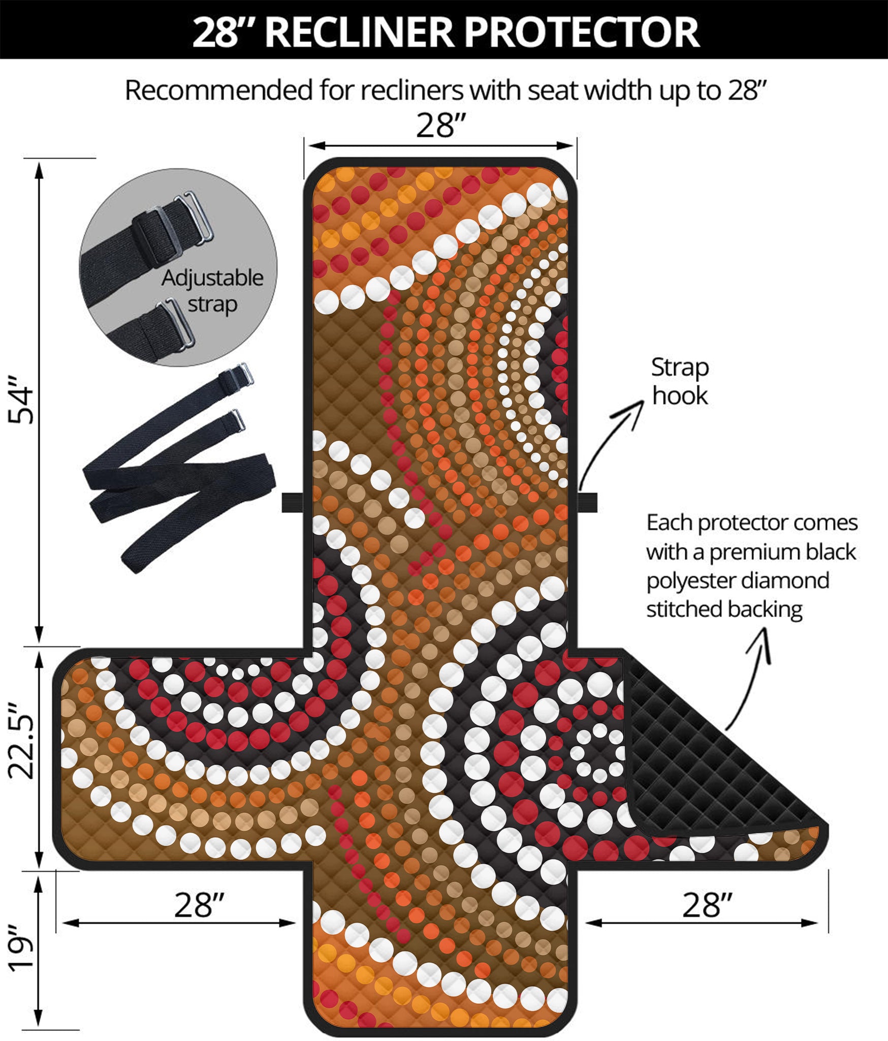 Australian Aboriginal Dot Print Recliner Protector