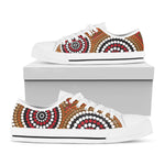 Australian Aboriginal Dot Print White Low Top Shoes