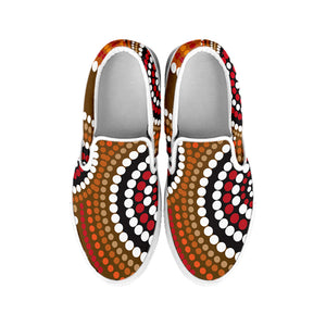 Australian Aboriginal Dot Print White Slip On Shoes