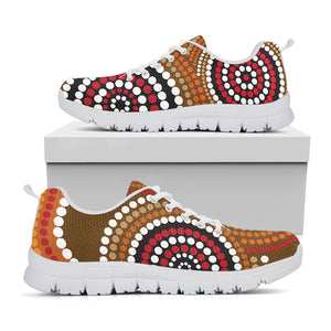 Australian Aboriginal Dot Print White Sneakers