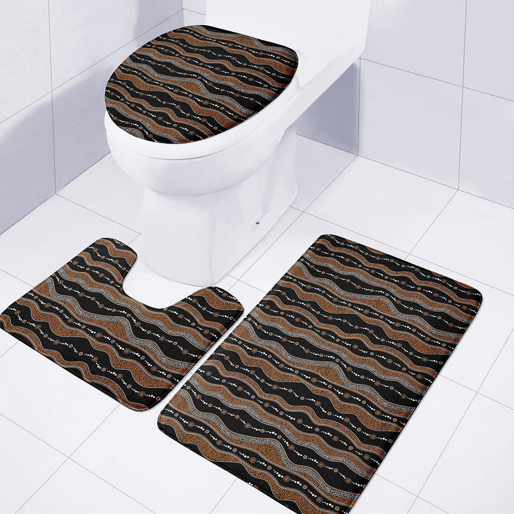 Australian Aboriginal Indigenous Print 3 Piece Bath Mat Set