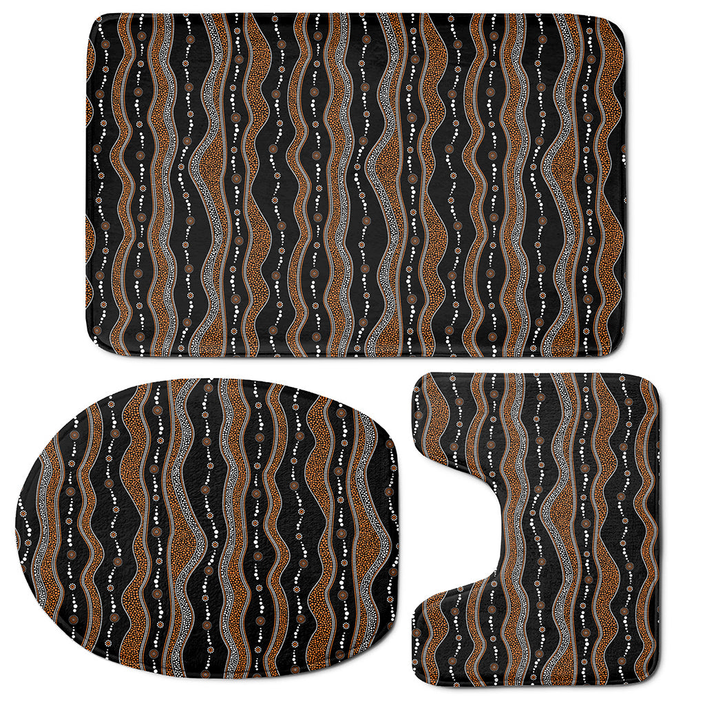 Australian Aboriginal Indigenous Print 3 Piece Bath Mat Set