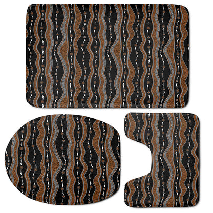 Australian Aboriginal Indigenous Print 3 Piece Bath Mat Set
