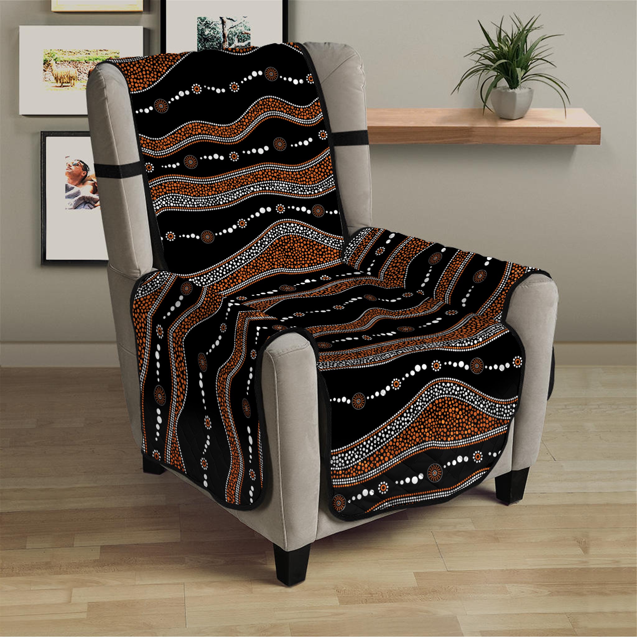 Australian Aboriginal Indigenous Print Armchair Protector