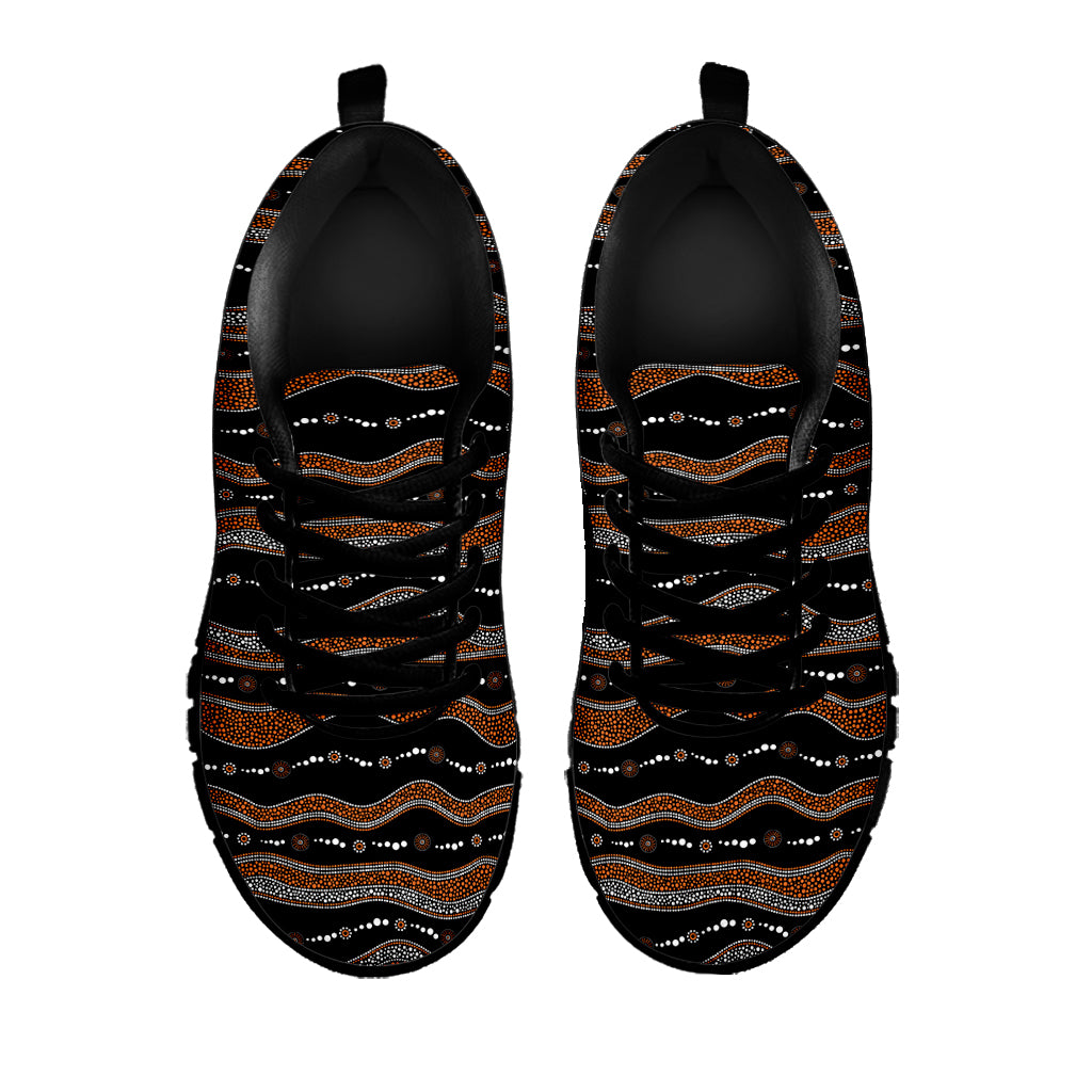 Australian Aboriginal Indigenous Print Black Sneakers