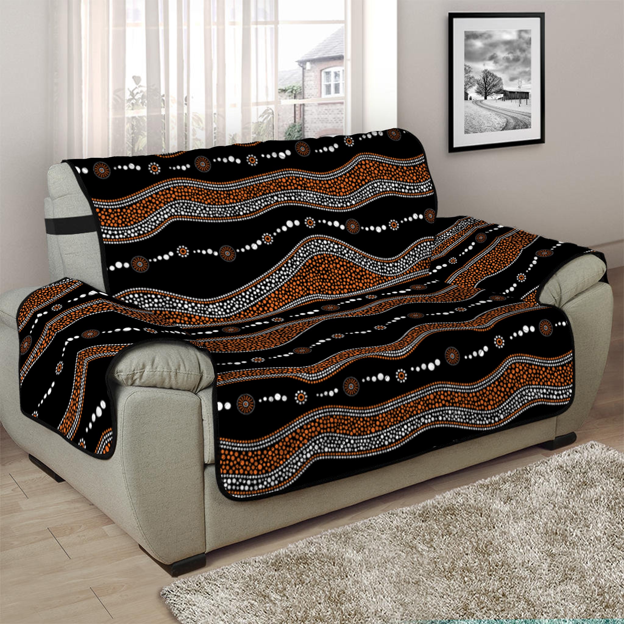 Australian Aboriginal Indigenous Print Half Sofa Protector