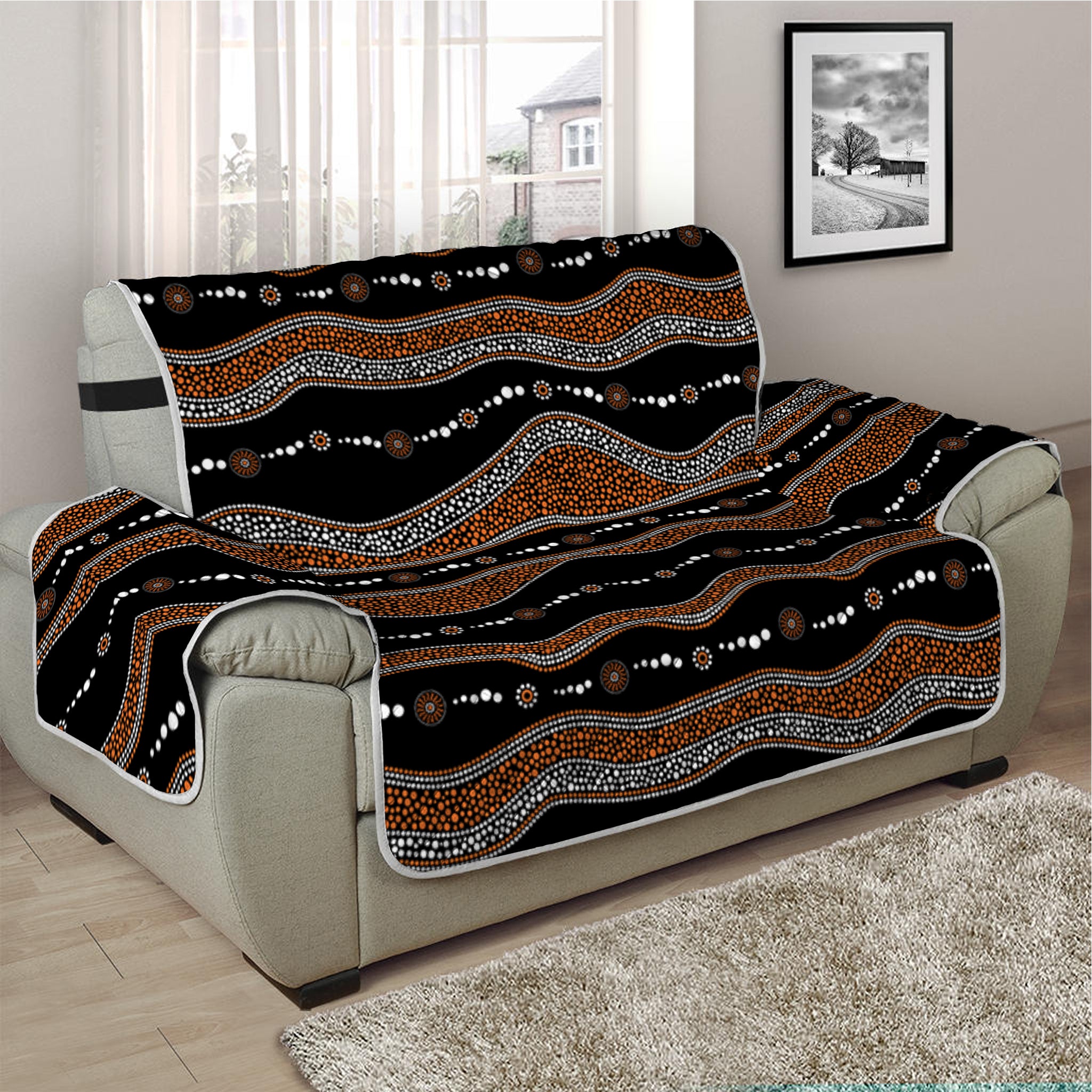 Australian Aboriginal Indigenous Print Half Sofa Protector