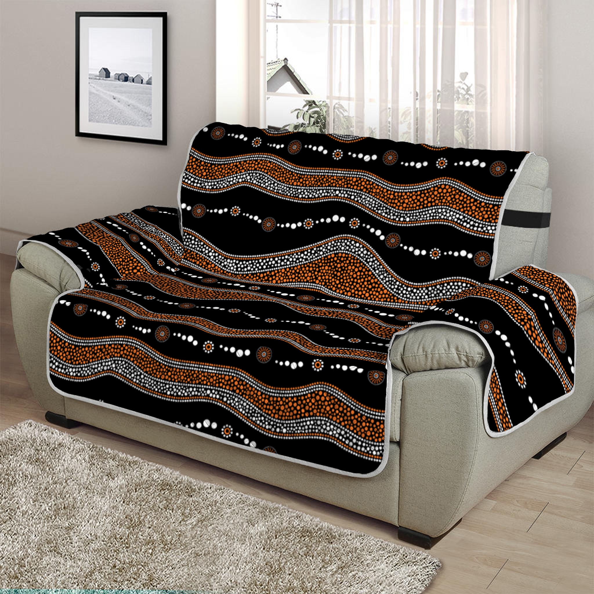 Australian Aboriginal Indigenous Print Half Sofa Protector