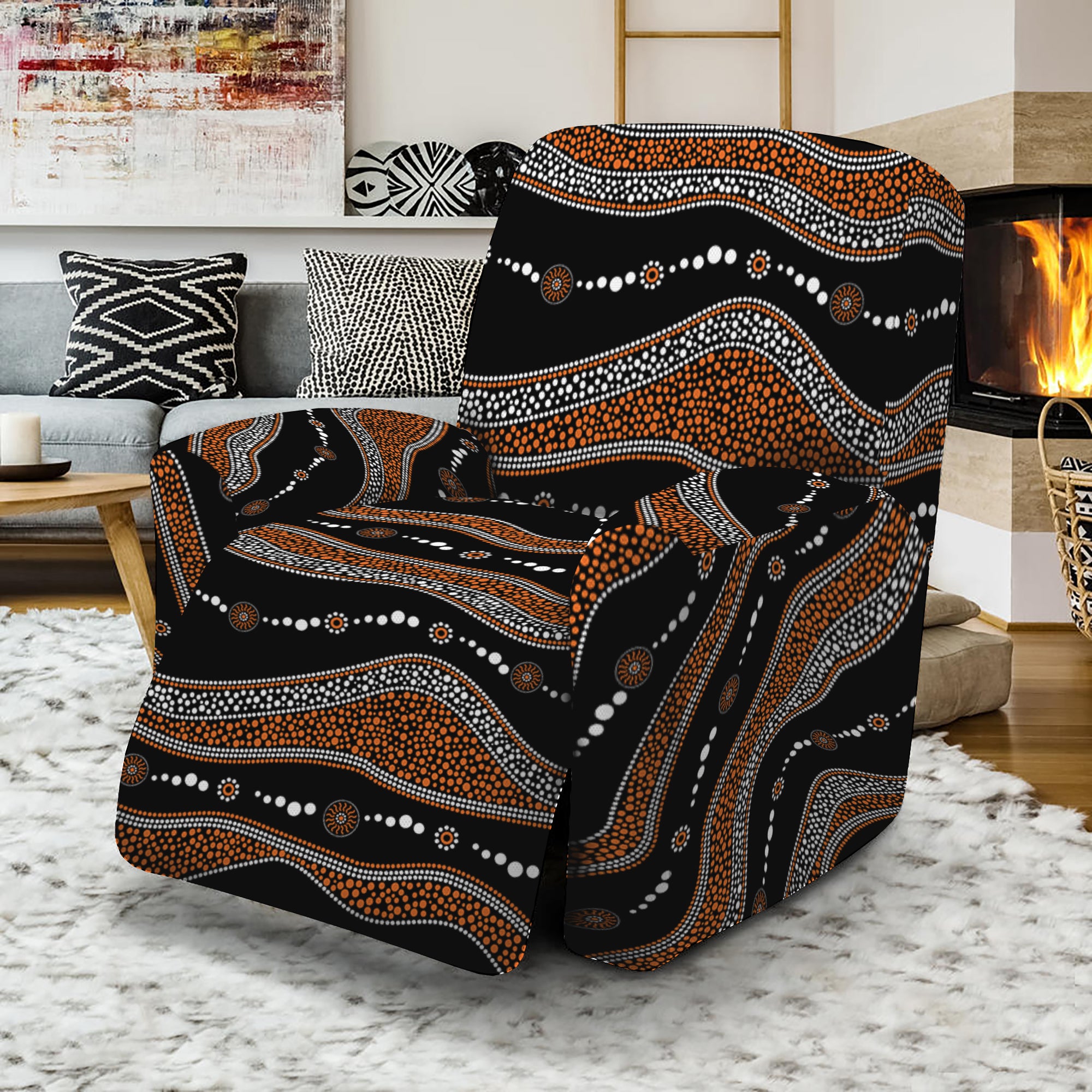 Australian Aboriginal Indigenous Print Recliner Slipcover