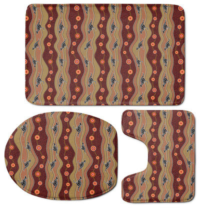 Australian Aboriginal Kangaroo Print 3 Piece Bath Mat Set