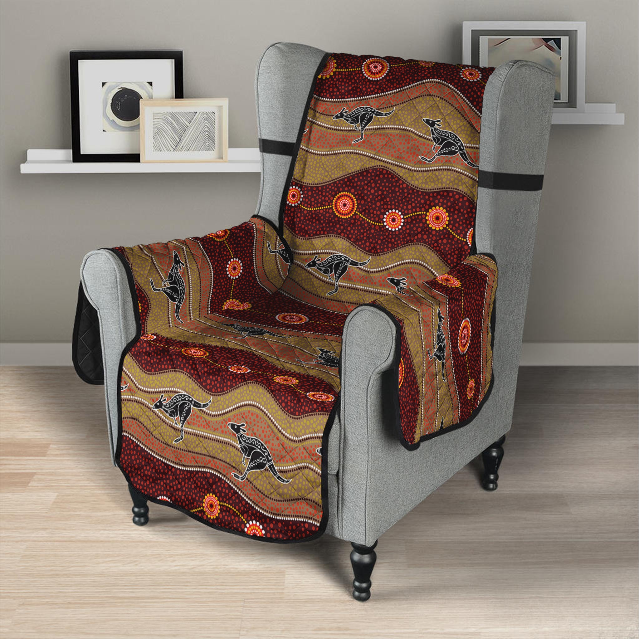 Australian Aboriginal Kangaroo Print Armchair Protector