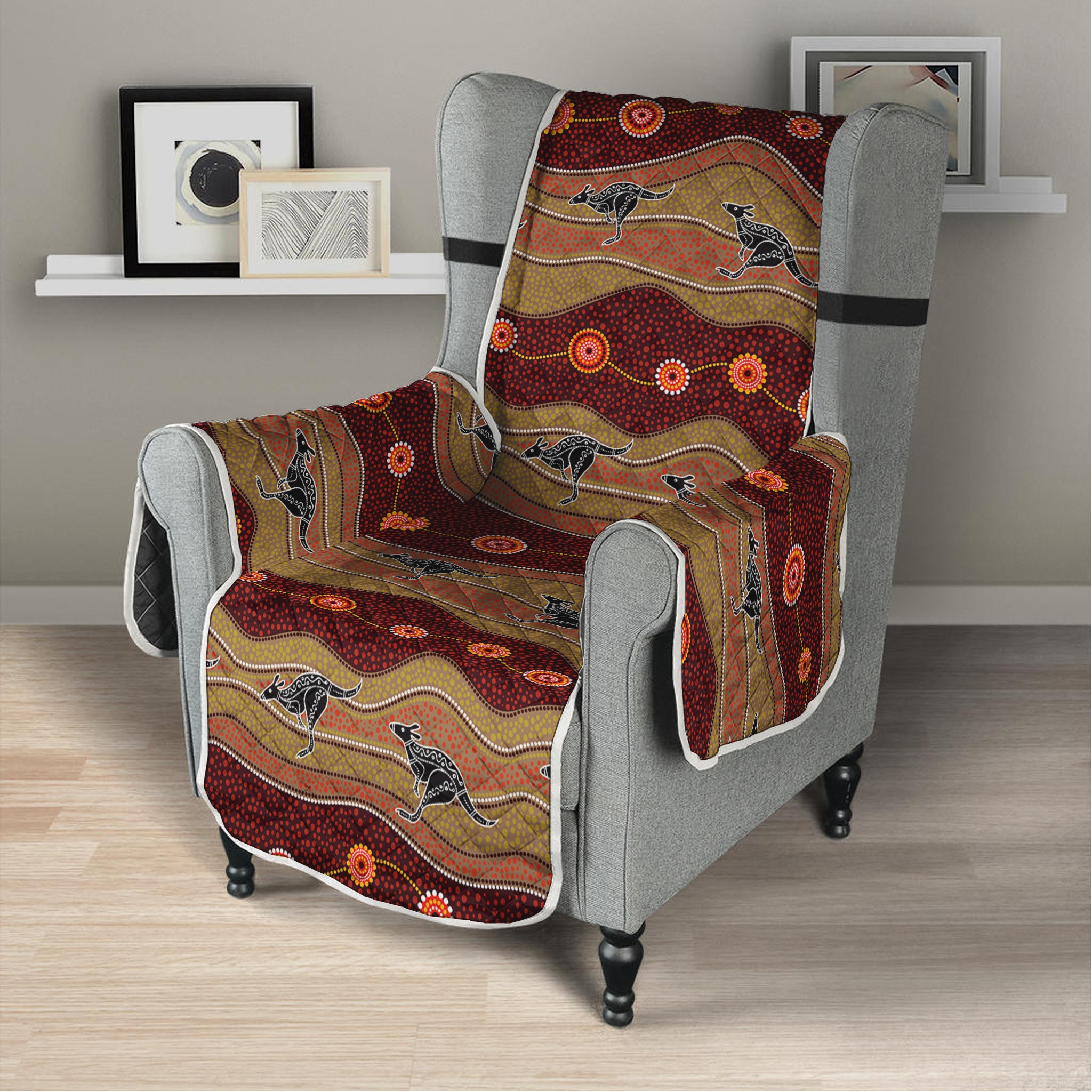 Australian Aboriginal Kangaroo Print Armchair Protector