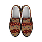 Australian Aboriginal Kangaroo Print Black Slip On Shoes