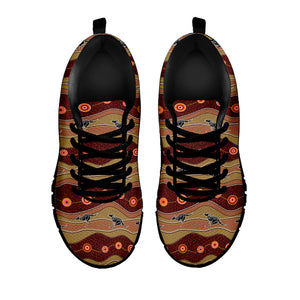 Australian Aboriginal Kangaroo Print Black Sneakers