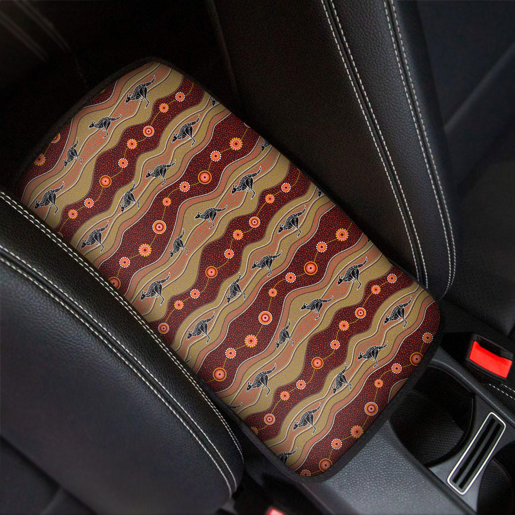 Australian Aboriginal Kangaroo Print Car Center Console Cover