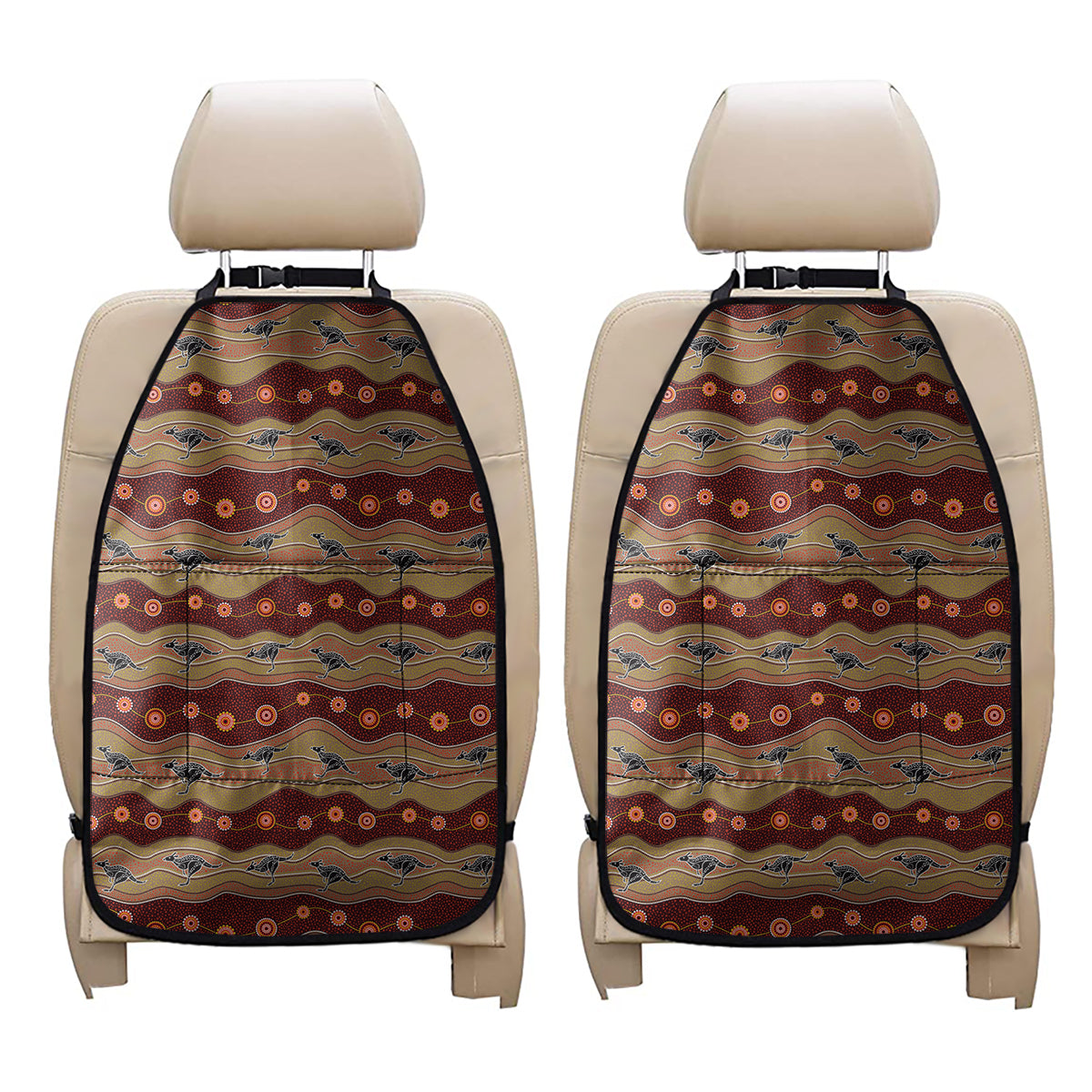 Australian Aboriginal Kangaroo Print Car Seat Organizers