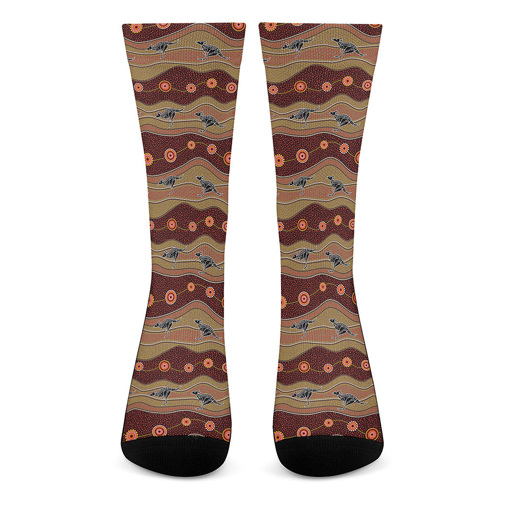 Australian Aboriginal Kangaroo Print Crew Socks