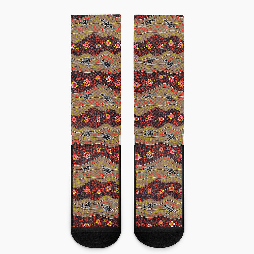 Australian Aboriginal Kangaroo Print Crew Socks