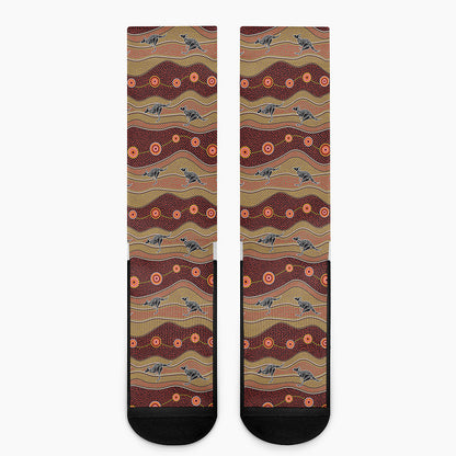 Australian Aboriginal Kangaroo Print Crew Socks