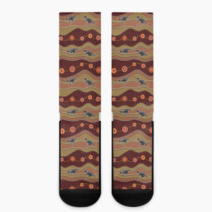 Australian Aboriginal Kangaroo Print Crew Socks