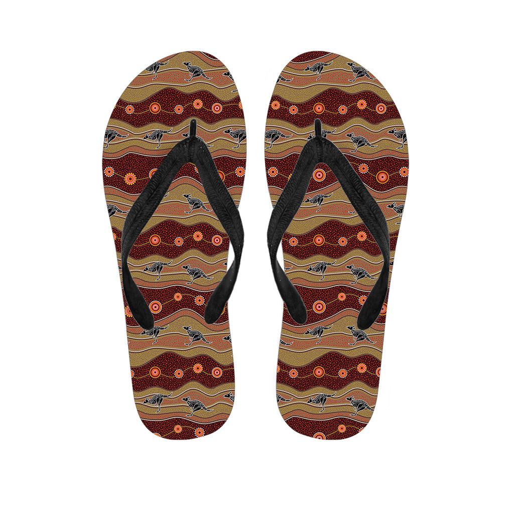 Australian Aboriginal Kangaroo Print Flip Flops