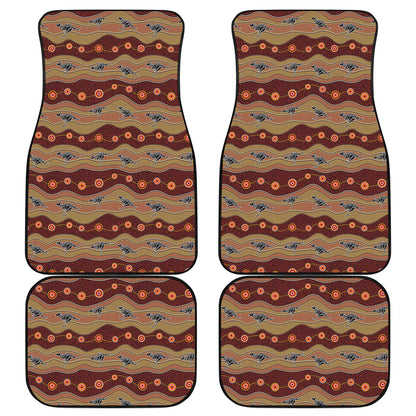 Australian Aboriginal Kangaroo Print Front and Back Car Floor Mats