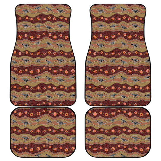 Australian Aboriginal Kangaroo Print Front and Back Car Floor Mats