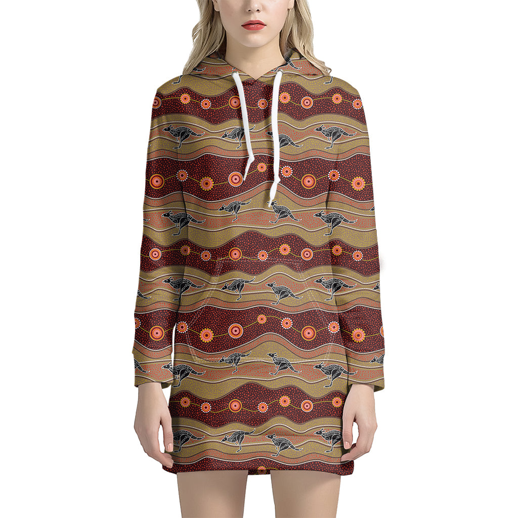 Australian Aboriginal Kangaroo Print Hoodie Dress