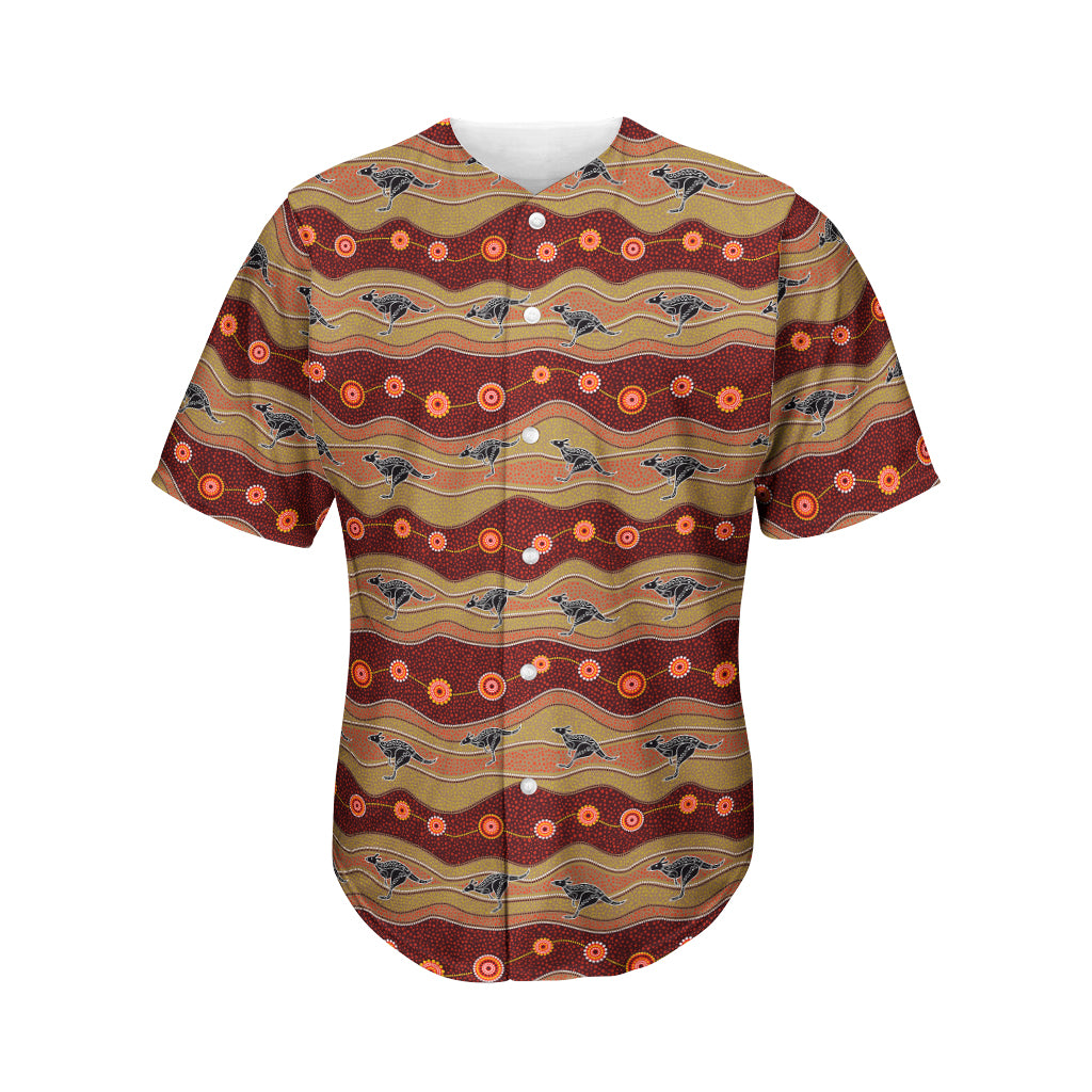 Australian Aboriginal Kangaroo Print Men's Baseball Jersey