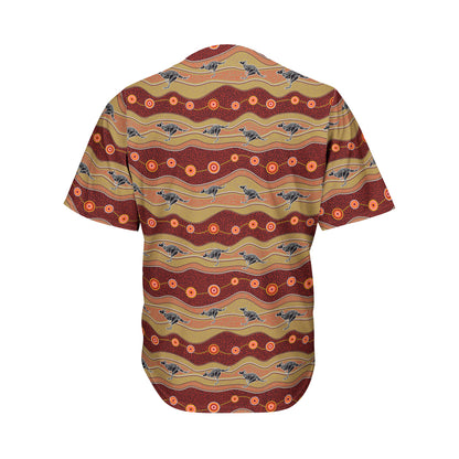 Australian Aboriginal Kangaroo Print Men's Baseball Jersey